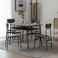 thumbnail image 3 of Modern 5 Pieces Dining Room Set, Seizeen White Dining Table Set for 4 with Storage Table & 4 Wood Top Chairs, Kitchen Breakfast Nook Set Bar Table Set for Small Space, Brown, 3 of 16