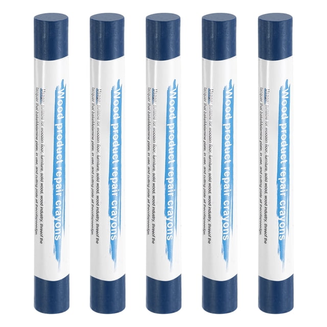 Uxcell 5 piezas de palos de relleno de madera, crayones de cera para retoque de muebles para reparar arañazos, grietas y agujeros en mesas y pisos de madera, color navy