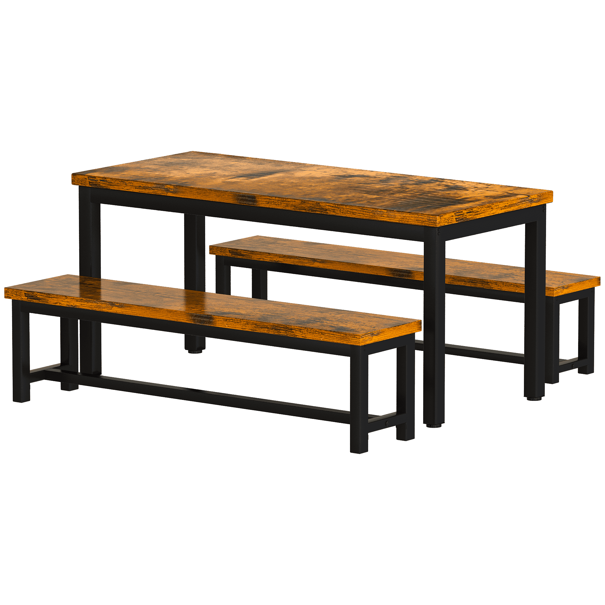 Baxluxe Dining Table Set, Rectangular Dining Table with Bench Set, Dining Table Set for 2-4 for Apartment, Kitchen and Dining Room, Antique Color