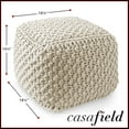 thumbnail image 6 of Casafield Square Pouf Ottoman, Natural - 18.5" W x 18.5" D x 14.5" H Cotton Knit Foot Stool - Boho Floor Pouffe for Living Room, 6 of 7