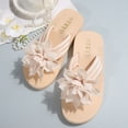 thumbnail image 4 of Gpaecead Women Flower Flat Flip Flops Thick Cushioned Sole Non Slip Spring Summer Beach Casual Versatile Shoes,B-Beige, 4 of 8