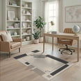 thumbnail image 2 of ODIKA 4'x6' Grey Beige Geometric Bordered Design Washable Area Rug Mid Century Modern Style with Bold Lines Non-Slip, Chair-Friendly, Flatwoven for Home Office, Under Desk, 2 of 7