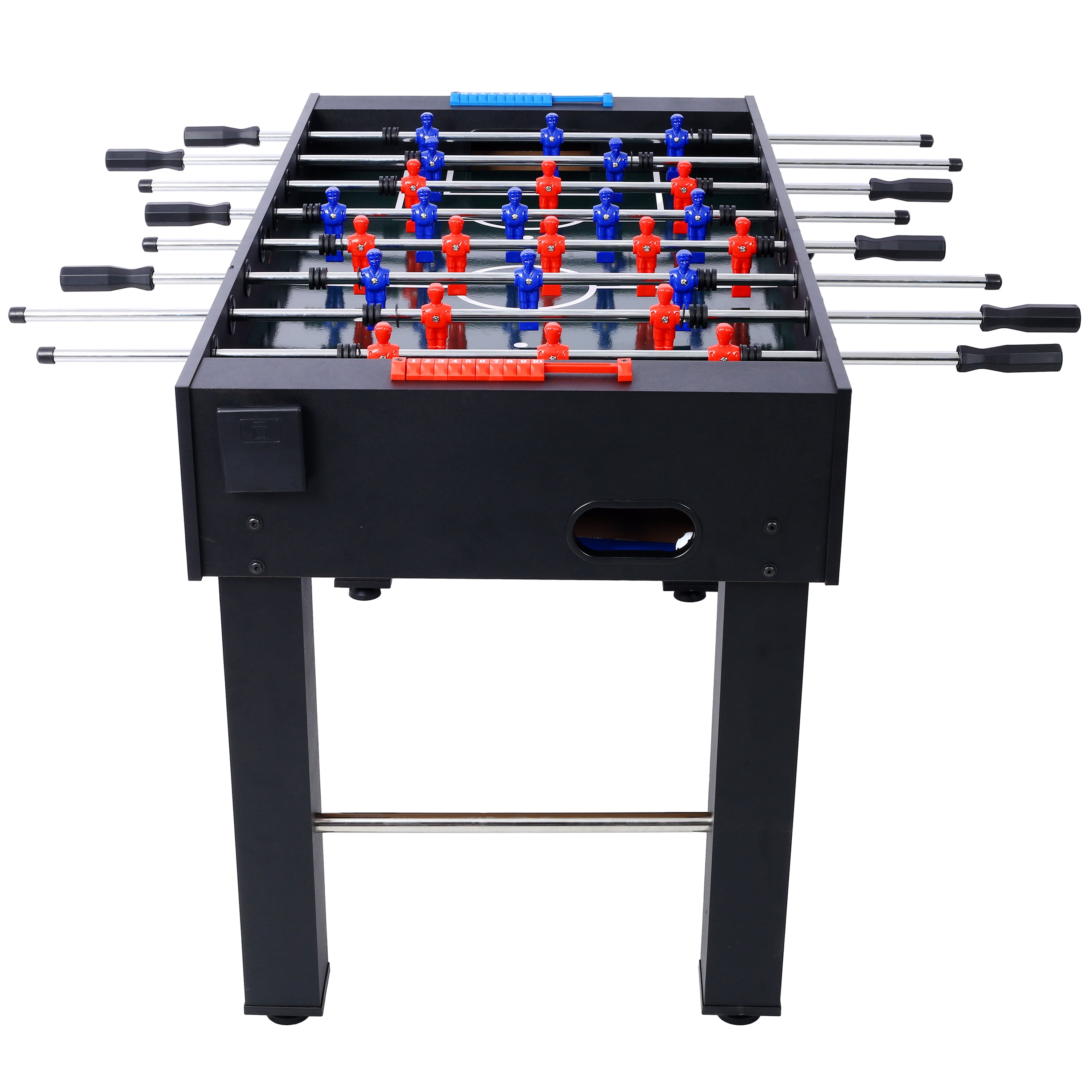 Acekid 54in Soccer Table with 4 Balls 1 Cup Holder 2 Counters Arcade Competition Sized Foosball Table Family Sports Game Table Black
