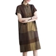 thumbnail image 6 of ZANZEA Women Short Sleeve Plaid Printed Casual Short Dress Check Dresses, 6 of 13