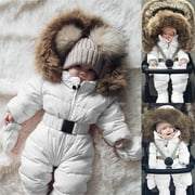 Winter Infant Baby Boy Girl Romper Jacket Hooded Jumpsuit Warm Coat Outerwear
