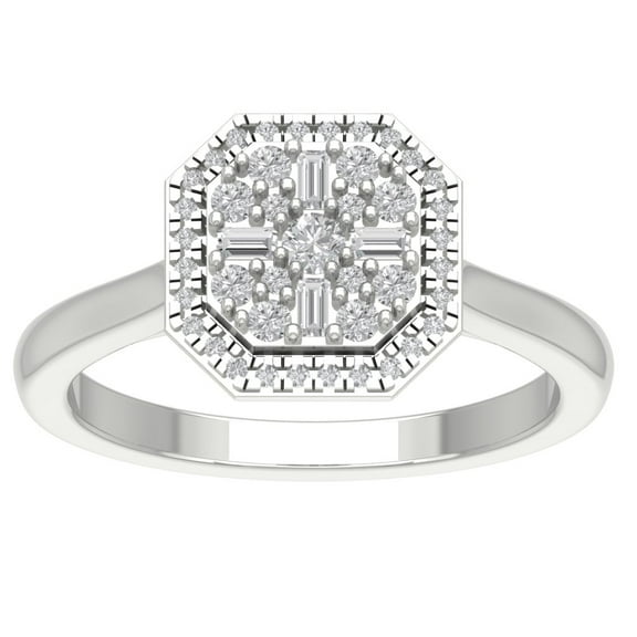 Araiya Sterling Silver Halo Diamond Ring for Women (3/8 cttw, I-J Color, I2-I3 Clarity), Size 7