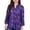 Purple Stripe, variant on NY Collection Women's 3/4 Bell Sleeve Pleat Front Y Neck Top