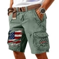 thumbnail image 2 of Men's Vintage Washed Cargo Shorts with America 250 Years Graphic and Utility Pockets Featuring Loose Fit Design Army Green L, 2 of 5