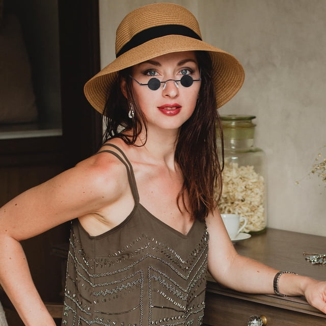 MERRYHAPY Gafas De Sol Para Con Marco Redondo Negro Estilo Vintage Y Estructura Duradera