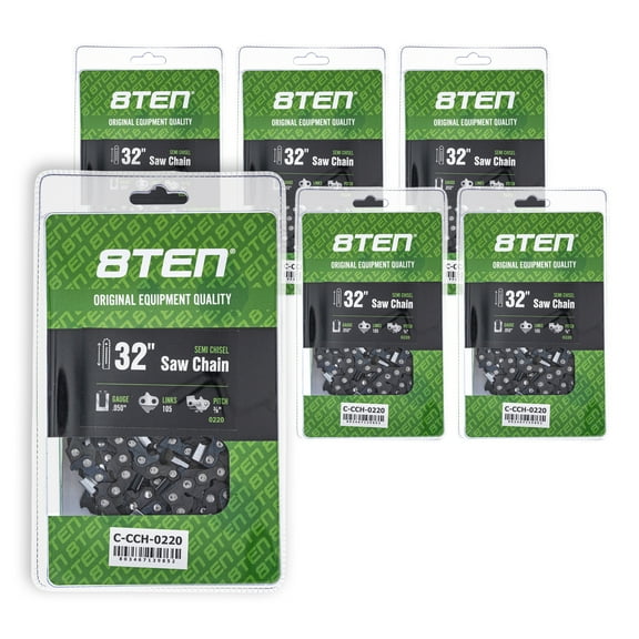 Semi Chisel Chainsaw Chain 32 inch .050 3/8 105 DL for Echo Husqvarna 6 Pack 810-CCC2442H