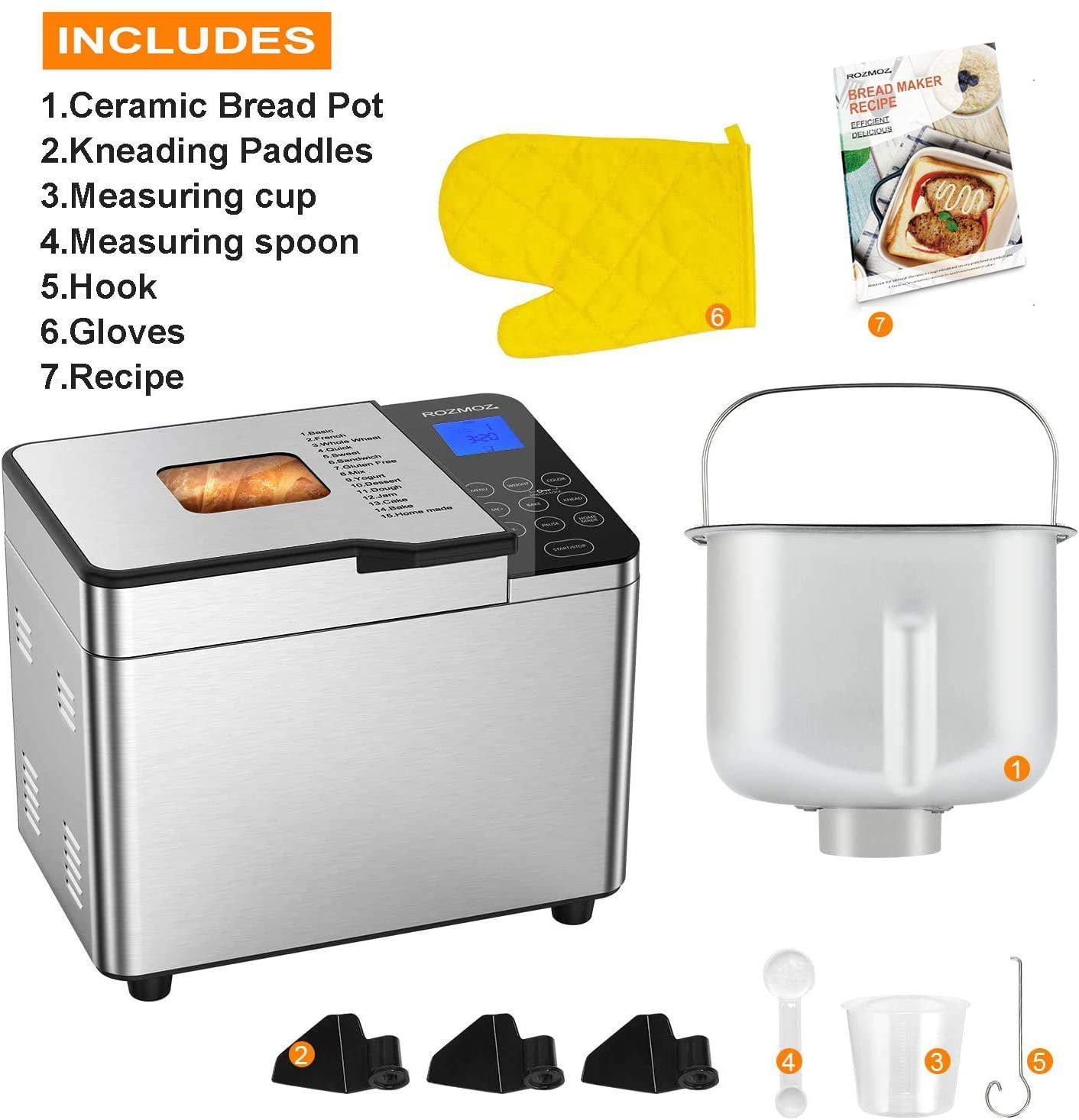 Details about   KBS Automatic Bread Machine 2.2LB Stainless Steel Bread Maker 