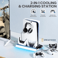 thumbnail image 2 of SWAYVOO PS5 Cooling Stand with Fan for PlayStation 5 Console, Controller Charging Dock, Compatible with PS5 Disc, Digital, Slim & Pro, Black, 2 of 7