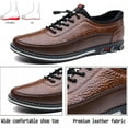 thumbnail image 3 of Men's Casual Leather Loafers Business Formal Comfort Driving Working Adjustable Breathable Lightweight Oxford Shoes Brown 12 US, 3 of 7