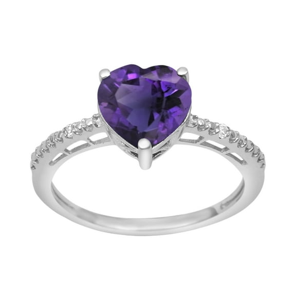 Mooneye 8 mm Heart Shape Purple Amethyst 925 Sterling Silver Solitaire Women Wedding Ring