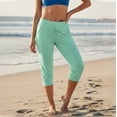 thumbnail image 2 of PWPSG Womens Jogger Capri Pants, High Waist Straight Leg Tailoring, Soft Terry Material with Comfort Fit for Sporty Casual Activity Green S, 2 of 6