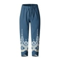 thumbnail image 3 of up to 60% off Gifts Usmixi Womens High Waist Pants Vintage Ethnic Style Graphics Plus Size Trousers Loose Irregular Straight Cotton Linen Leisure Long Pants with Pocket Blue s, 3 of 4