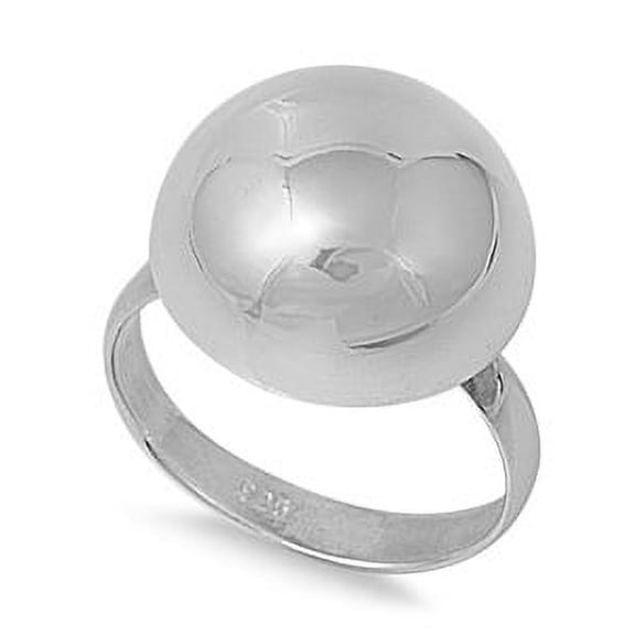 925 Sterling Silver Achromatic Sphere Ring Size 5