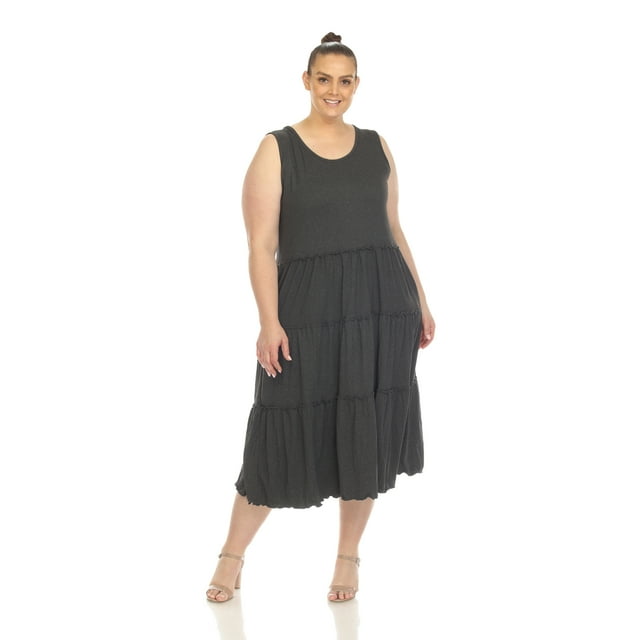 White Mark Robe Midi à Étages à Encolure Dégagée pour Femme