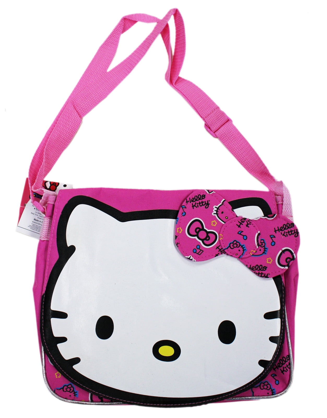 Sanrio Hello Kitty Pink Faux Sequins Jacquard Die Cut White Head Shoulder Bag NW 