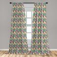 thumbnail image 5 of Ambesonne Floral Curtains, Violet Flowers Leaves Art, Pair of 28"x84", Pale Fuchsia and Jade Green, 5 of 5