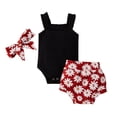 thumbnail image 1 of Manches Courtes Col Carré Côtelé Romper + Daisy Print Short + Bandeau, 1 of 2