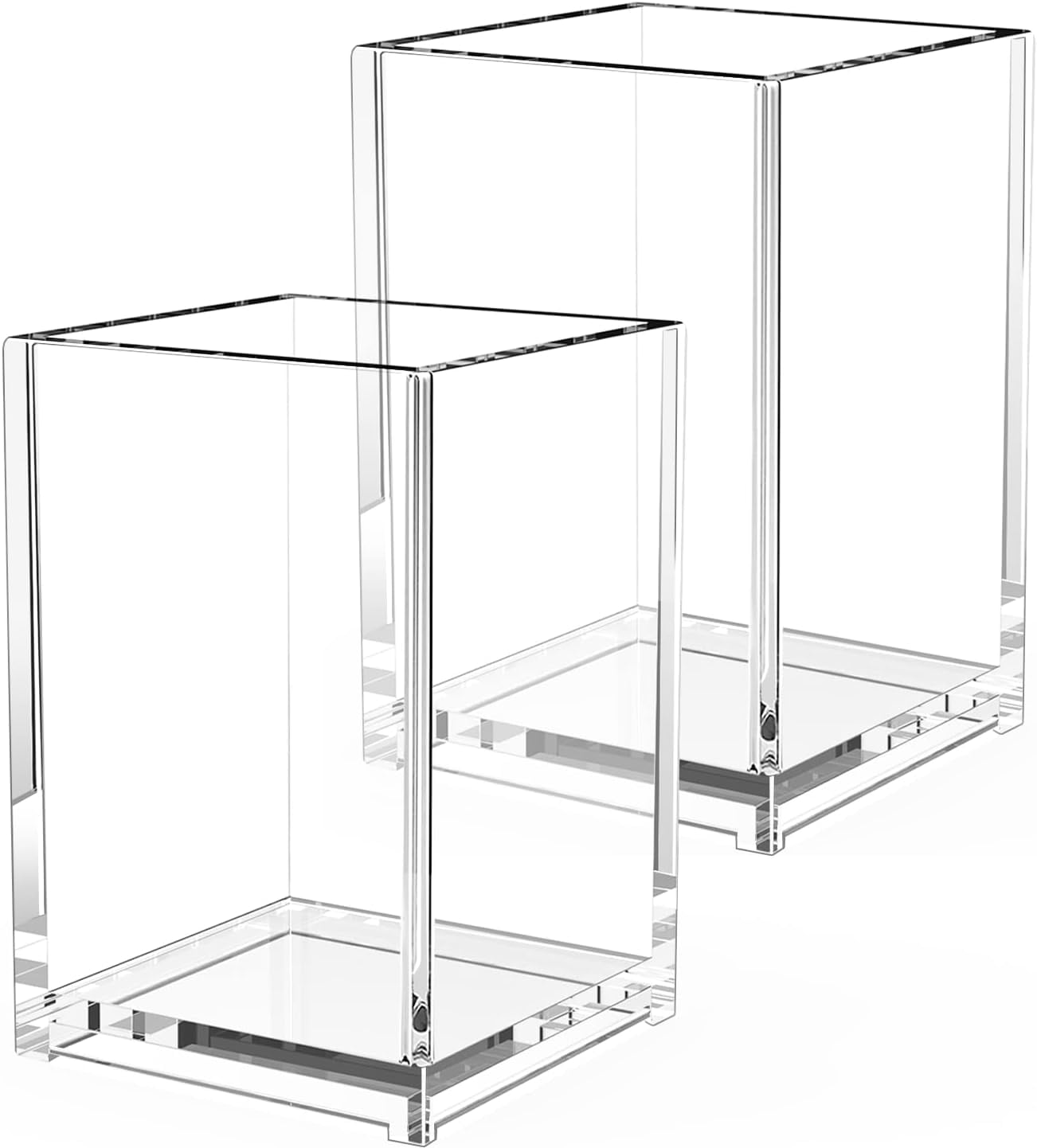 2 Pack Clear Acrylic Pencil Pen Holder Cup,Desk Accessories Holder