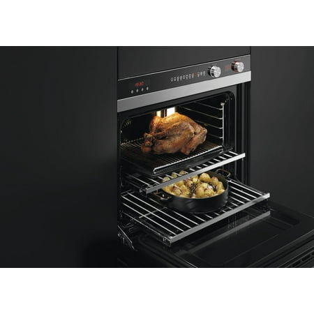 Fisher & Paykel - 29.9" Built-In Single Electric Convection Wall Oven - Brushed stainless steel/black glass