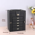 thumbnail image 2 of Kendal Jewelry Box, 6-Layer Jewelry Storage Organizer for Necklace Bracelet Rings Watch, 10.2"x8.2"x6" Classic Black PU Leather 5 Drawers Large Storage Capacity with Mirror, 2 of 5