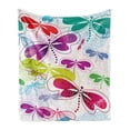 thumbnail image 1 of Dragonfly Soft Flannel Fleece Blanket, Modern Dragonfly and Floral Pattern Hydrangea Petals Like Fireworks Colorful Art, Cozy Plush for Indoor and Outdoor Use, 50" x 60", Multicolor, by Ambesonne, 1 of 6