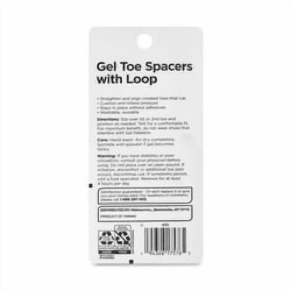 Equate Gel Toe Spacers with Loop, 2 Count, One Size Fits Most, Toe Separator