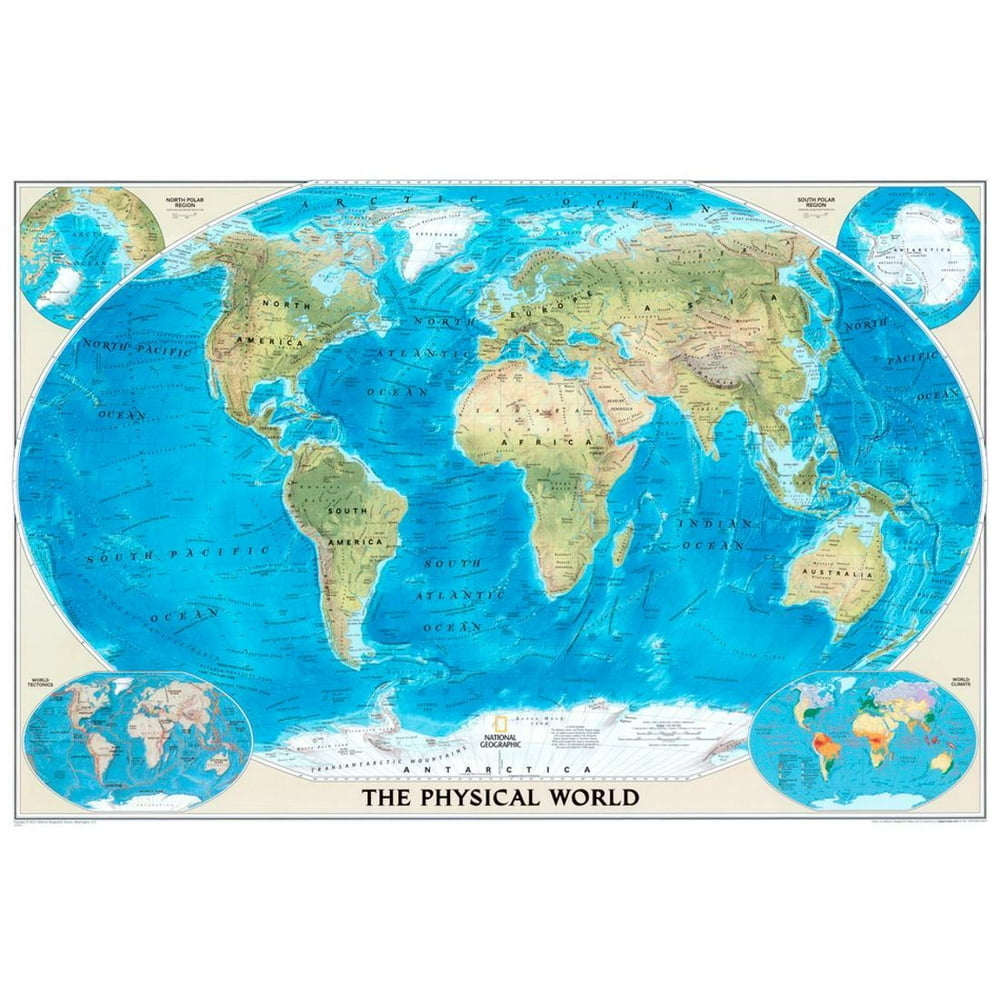 National Geographic World Physical Map Poster 36x24