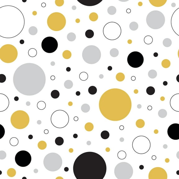 MuralsPrint Black and Yellow Circles Peel and Stick Wallpaper, Removable Wallpaper 10'L x 24''W