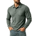 thumbnail image 3 of VBVC Men's Waffle Long Sleeve Collared Shirt with Pockets , Button Down Golf Shirt For Men, Green , S-3XL, 3 of 9