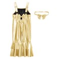 thumbnail image 4 of Miaeowve Toddler Baby Girls Retro 70s Outfit Disco Flared Jumpsuit Sleeveless Sparkly Bodysuit Gold 6-12M, 4 of 7