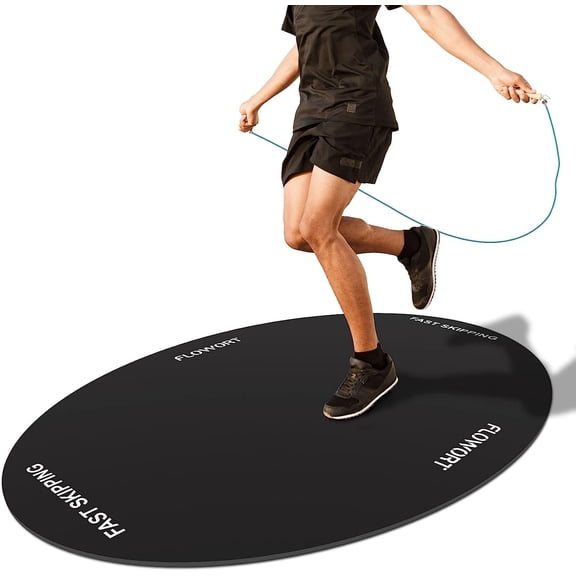 Cheete Jump Rope Mat Large Rubber Exercise Mat Indoor Outdoor Shock Absorbing Mat Non-Slip Oval Design for Floor & Rope Protection, Workout Mats for Home Gym Flooring