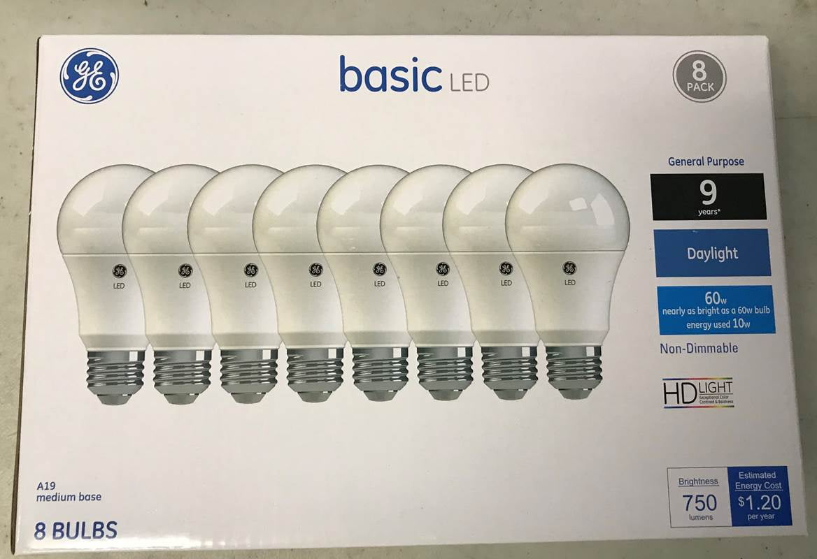 GE Basic 16-Pack 60 W Equivalent Daylight A19 LED Light Fixture Light Bulb