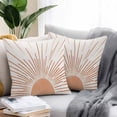 thumbnail image 2 of Throw Pillow Covers 24x24 Inch Set of 2, Orange Sunshine Waterproof Outdoor Pillow Covers, Lines Retro Abstract Middle Century Decorative Cushion Pillowcases for Couch, Sofa, Bed, Garden, Patio, 2 of 9