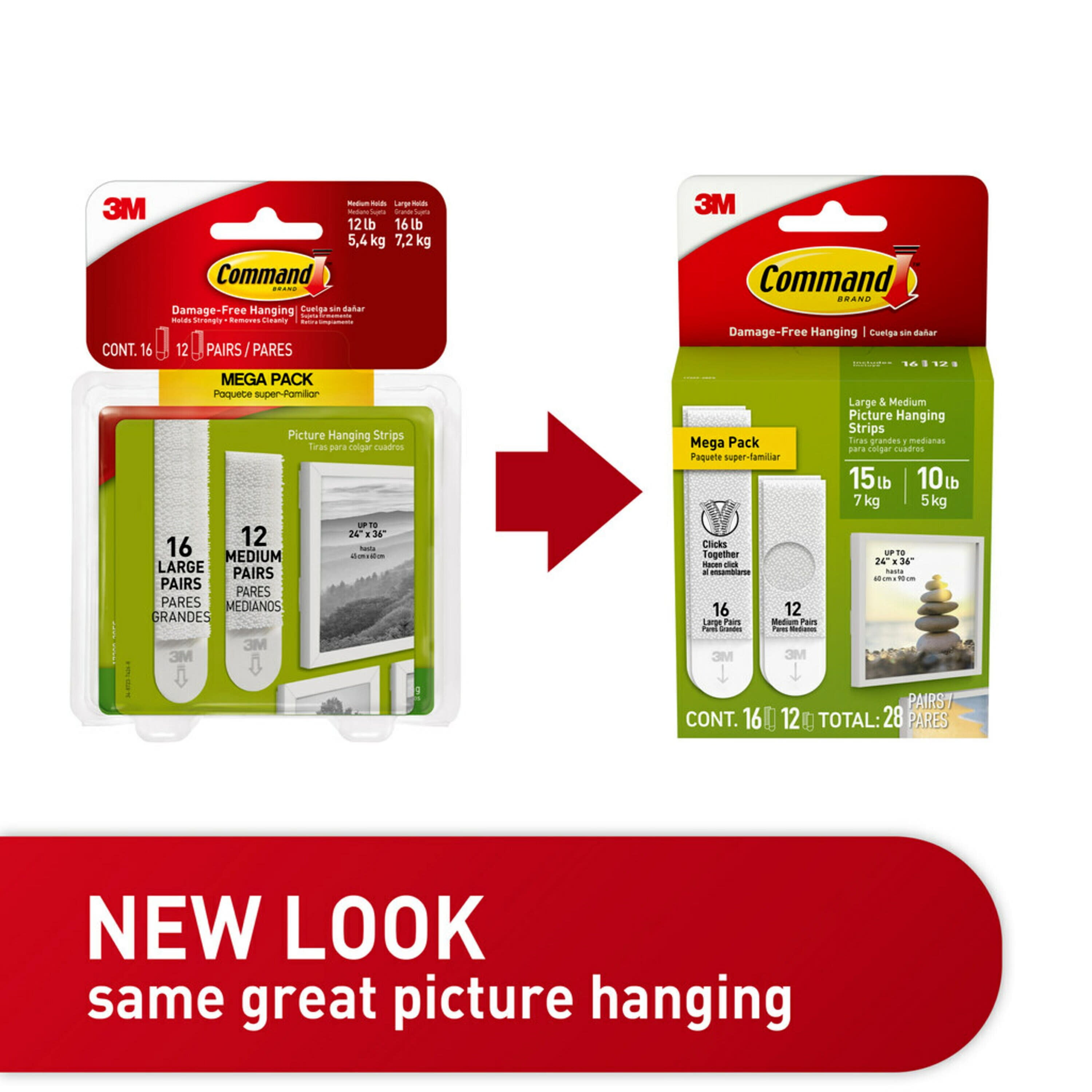 Command™ 17218-16ES White Picture Hanging Strips Mixed Pack, 16 Pairs –