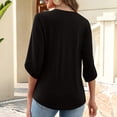 thumbnail image 5 of Womens 3/4 Length Sleeve Tunic Tops Casual V Neck Shirts Business Work Blouses Trendy Flowy Tees, Size: S-2XL, 5 of 6