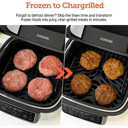 Cosori - Aeroblaze Smart Indoor 8-in-1 Grill with 6-qt Air Grill, Crisp, Dehydrate, Broil, Roast, Bake - Black