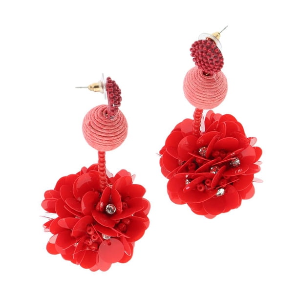 Aretes Flor Europeo y Americano Moda Accesorios Oreja Caliente ciruela