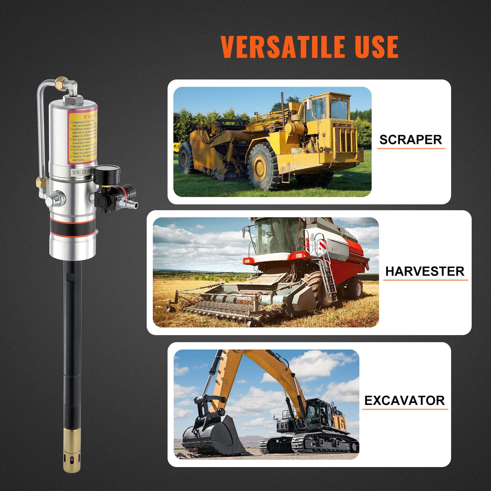 Pneumatic Grease Pump,50:1 Air Operated with 13 ft Hose&360° Swivel Grease Gun for Portable Lubrication