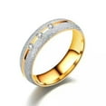 thumbnail image 2 of New Hot Titanium Steel Wedding CZ Promised Band Pearl Sand Couple Ring Size 6-12, 2 of 5
