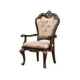 thumbnail image 3 of Benjara Leon 25" Set of 2 Tufted Dining Armchair- Cherry Brown Wood- Beige Seat, 3 of 5