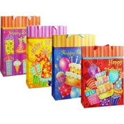 Familymaid 13387 3 Assorted Design Extra Large Birthday Bag with Glitter - 30 x 10.5 x 38.5 cm - Pack of 144