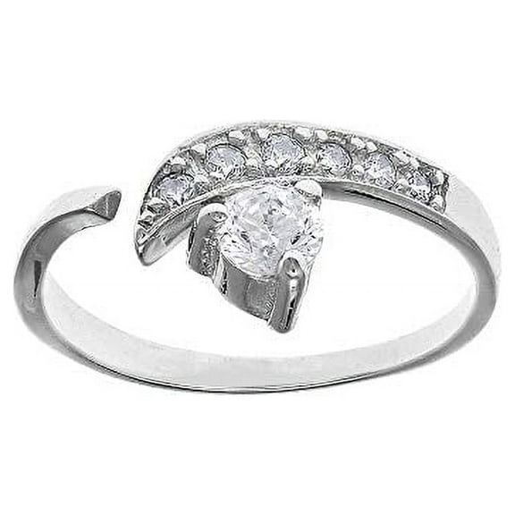 JewelStop 925 Sterling Silver Cubic Zirconia Crossover Adjustable Toe Ring