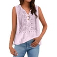 thumbnail image 6 of Women's Cotton Linen Vest, V Neck Sleeveless Embroidered Tank Top, Bohemian Style Casual Summer Top for Beach, Travel, Daily Wear and Layering-Pink, 6 of 8