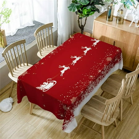 

European Tablecloths Merry Christmas Santa Claus Waterproof Polyester Rectangular Tablecloths for Party Table Cloth Cover