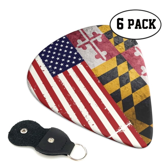 6pcs Set Grunge America Maryland Flag Guitar Picks Plectrums for Bass Electric Guitar Acoustic Guitar Lovers Guitarists