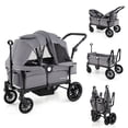 thumbnail image 1 of Gymax Wagon Stroller for 2 Kids Push Pull Double Stroller w/ Adjustable Handle Gray, 1 of 10